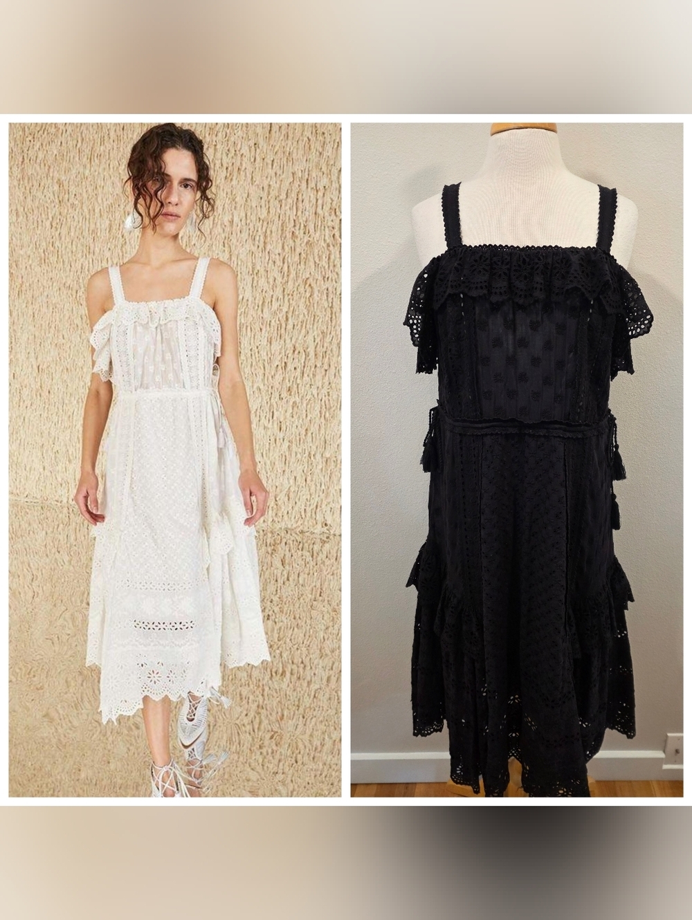 Ulla Johnson Edwina Black Eyelet Midi Dress